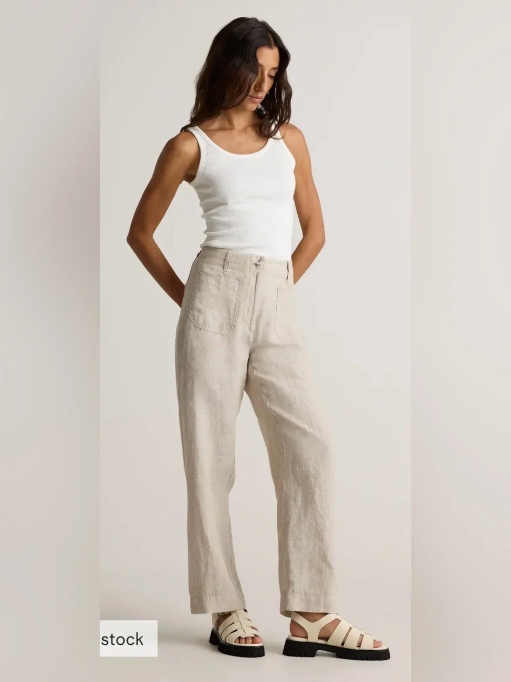 NWT Quince 100% European Linen Patch Pocket Wide Leg Pants, Size 4